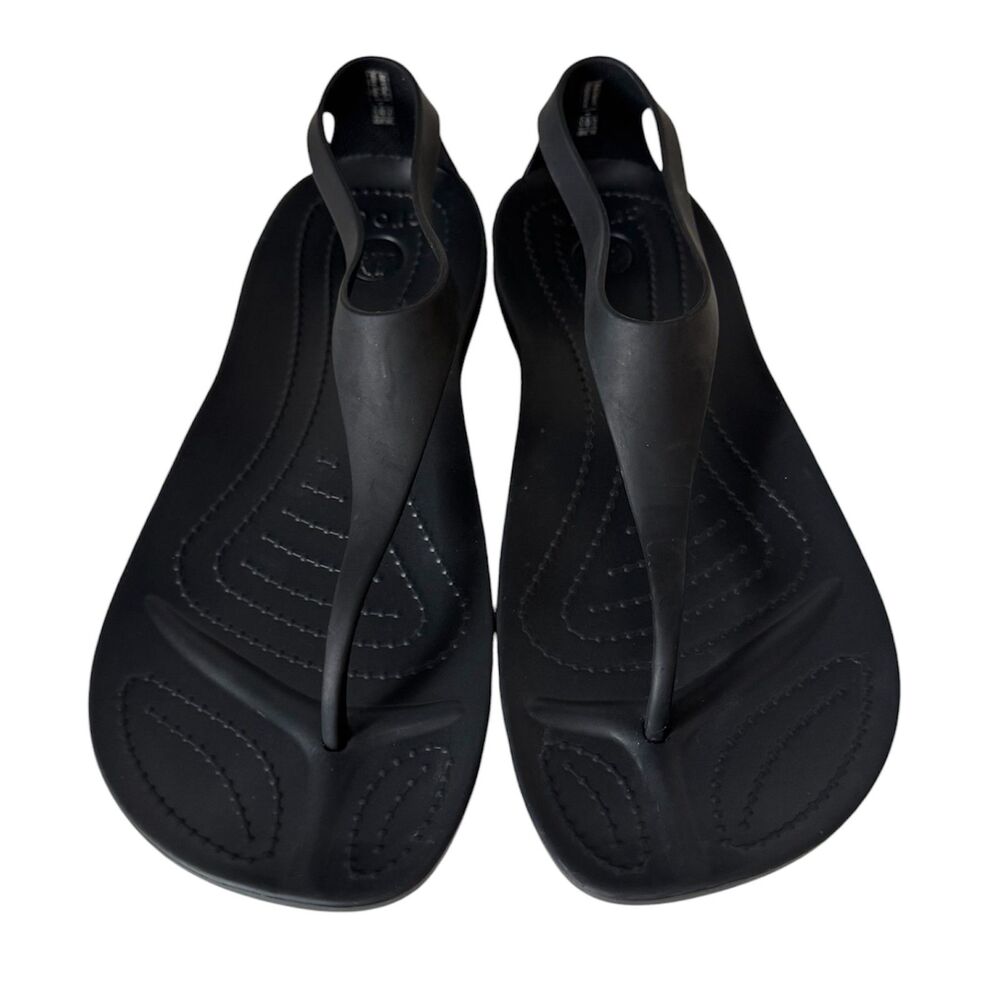 Crocs Serena Sexi Flip Black Sandals Womens 8 Croslite Thong Flip Flops EUC